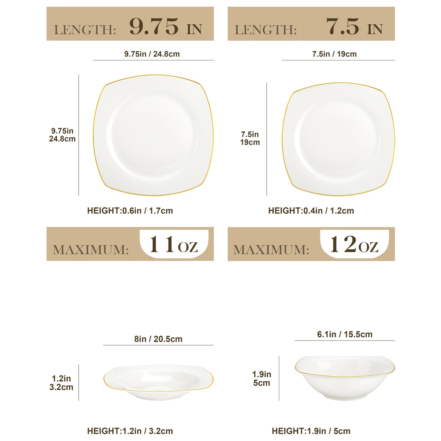 MALACASA 16/32-PIECE Nordic European White Bone China Tableware Set with Bowl,Dinner&Dessert&Soup Plate Set for 4/8 person