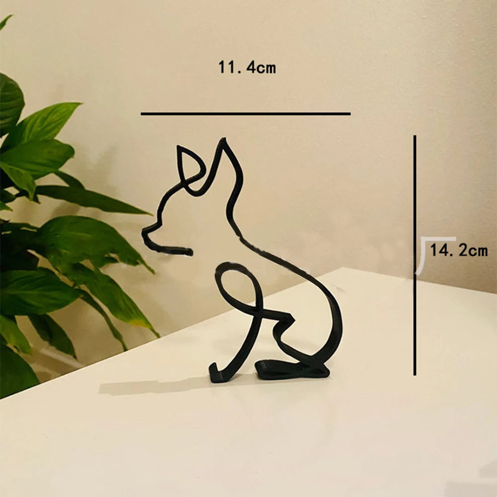 Abstract Simple Minimalist Metal Dog Art Sculpture Decoration Ornament Wall Art Home Office Desktop Modern Art Creative Decor