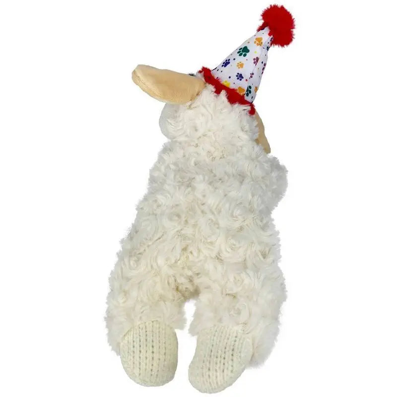 Birthday Lamb Chop Dog Toy Plush Squeaky Puppy Small Medium Size Cuddle Play Party Celebration Fun Soft Pet Chew