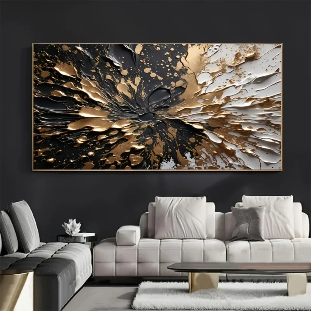 Modern Abstract Ink Splash Wall Mural With Wood Frame
