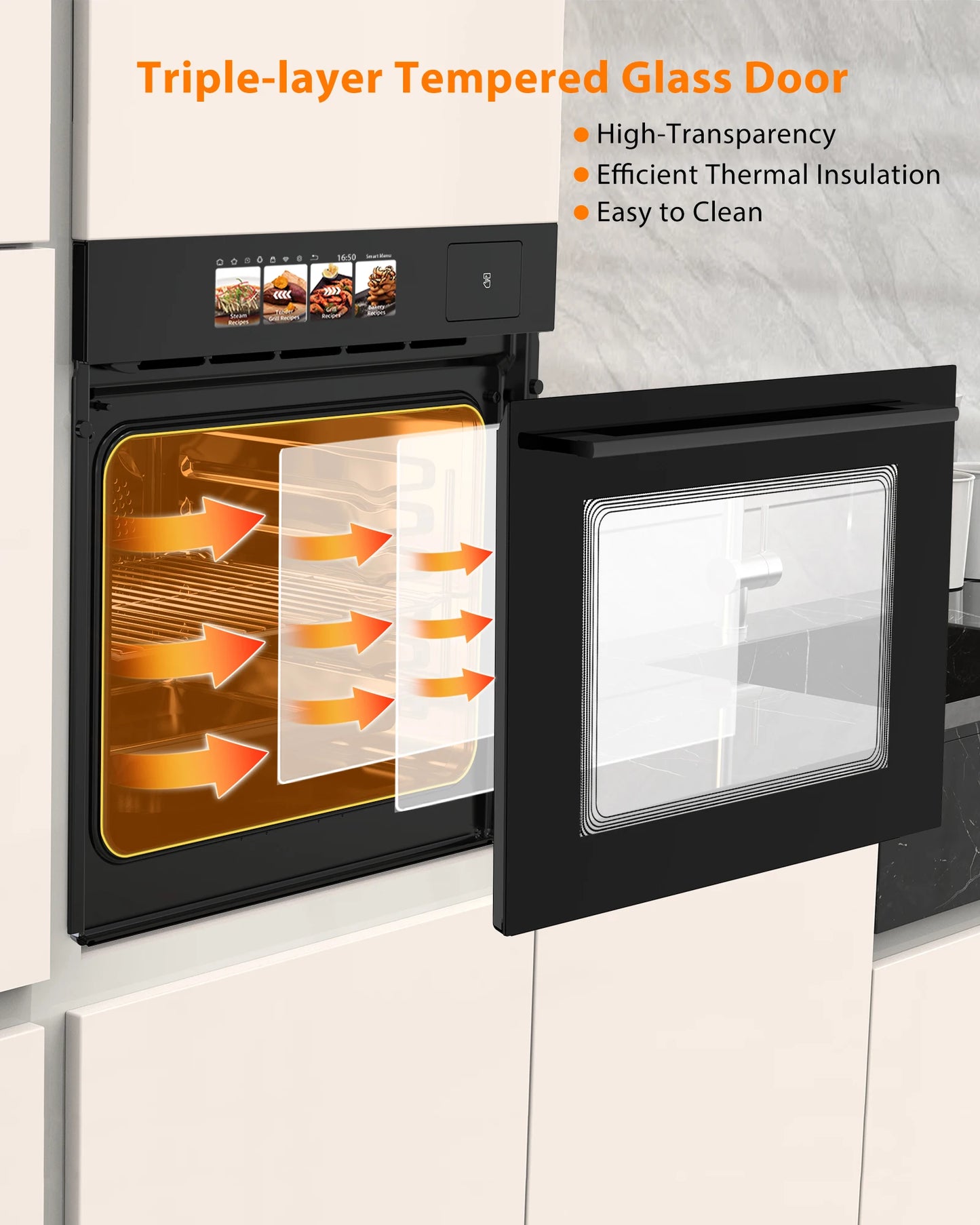Electric Wall Oven With TFT Display 8 Steam Cooking Modes