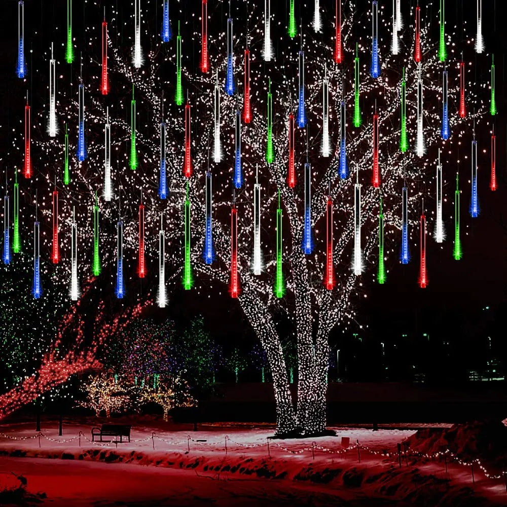 Falling Rain Light, 8 Tubes LED Falling Rain Light Outdoor Decorative Light for Christmas Tree and Festive Wedding Decorations