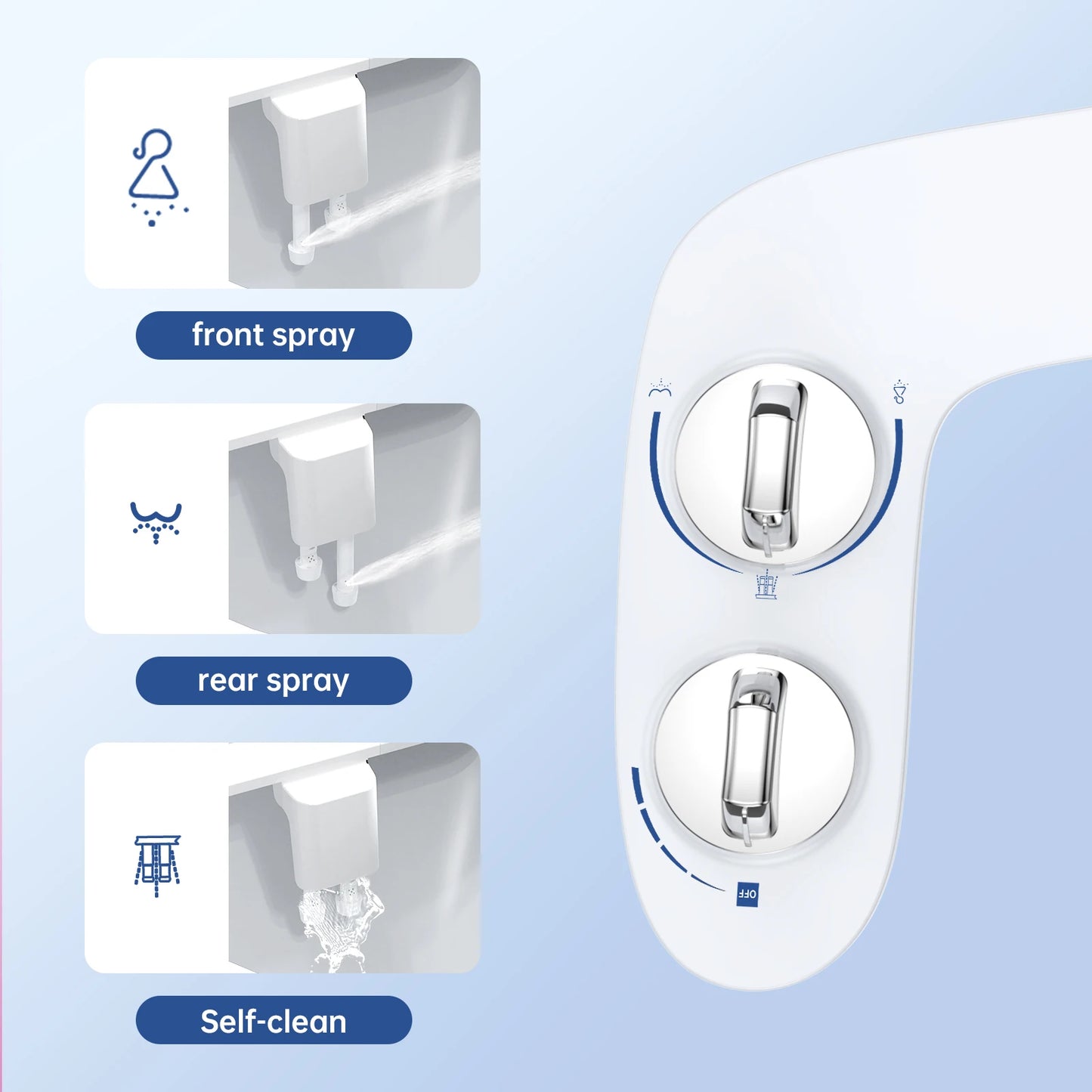 Non Electric Bidet With Adjustable Pressure Dual Nozzles