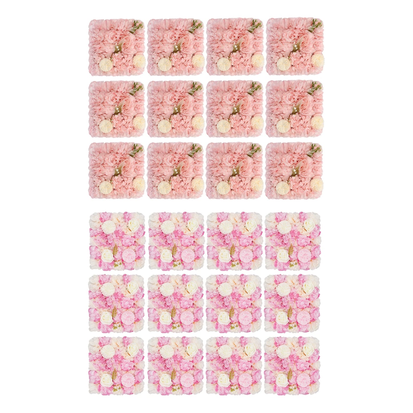 12PCS Artificial Flowers Wall Panel 3D Floral Wall Background for Wedding Backdrop Wall Decor Outdoor Decoration15 * 15inch
