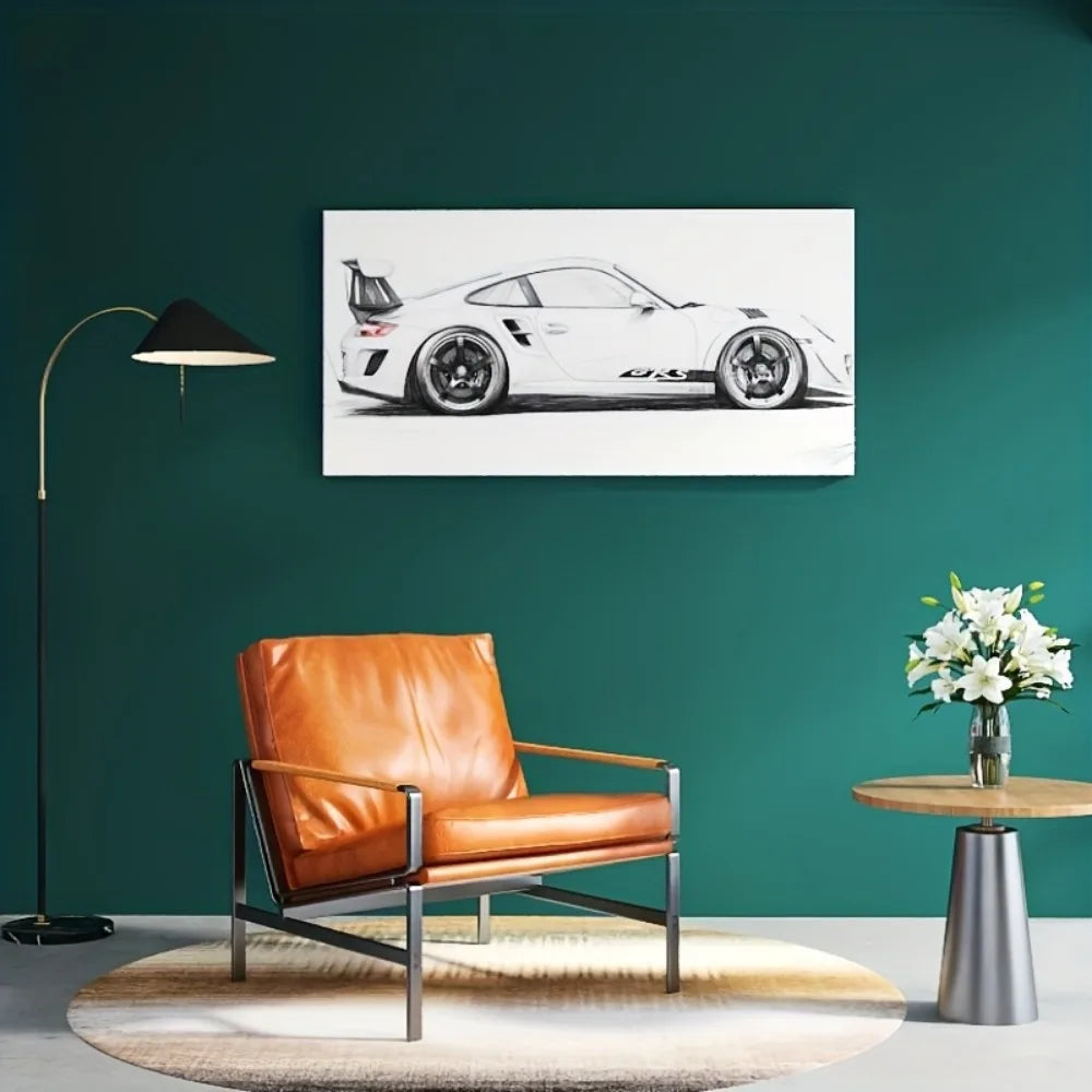 Supercar Art Print Decor Poster With Solid Wood Frame