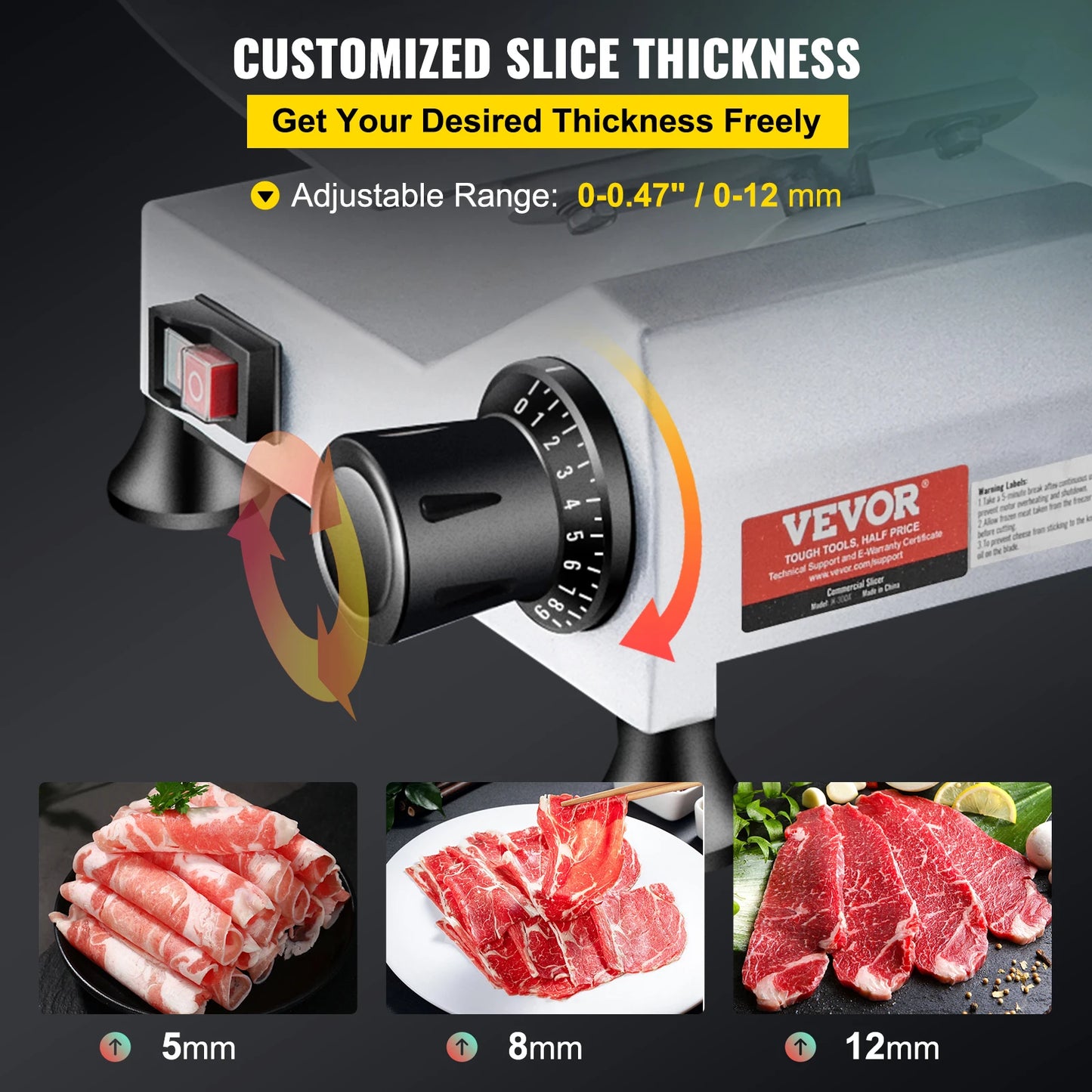 VEVOR 240W Commercial Meat Slicer Electric Deli Food Slicer "10" Carbon Steel Blade Electric Food Slicer Kitchen Appliances