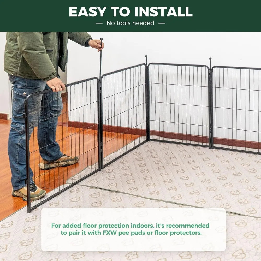 Rollick Dog Playpen for Yard, RV Camping, 50 inch 8 Panels for Large Dogs│Patented