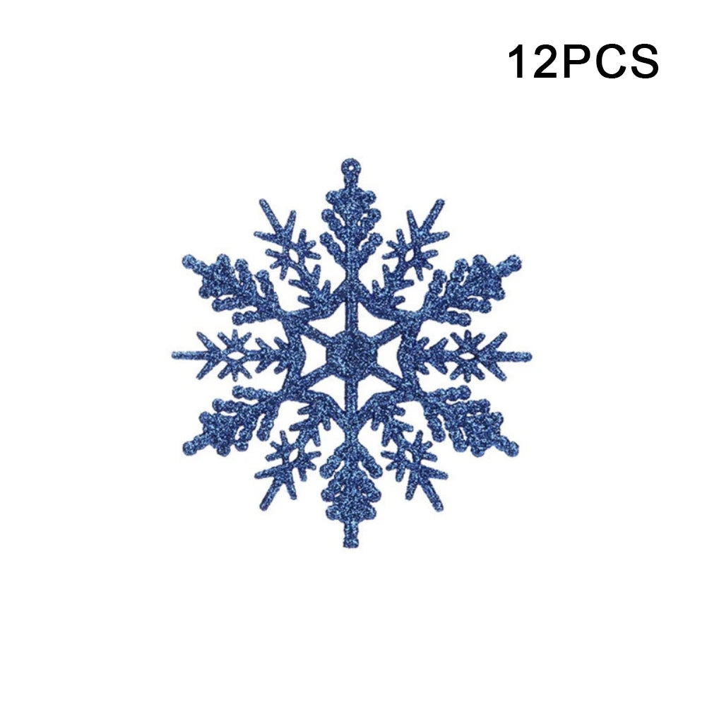 12pcs Christmas Fake Snowflakes With Small hole Xmas Tree Hanging Ornament Simulation Snowflakes Winter Christmas Ornaments
