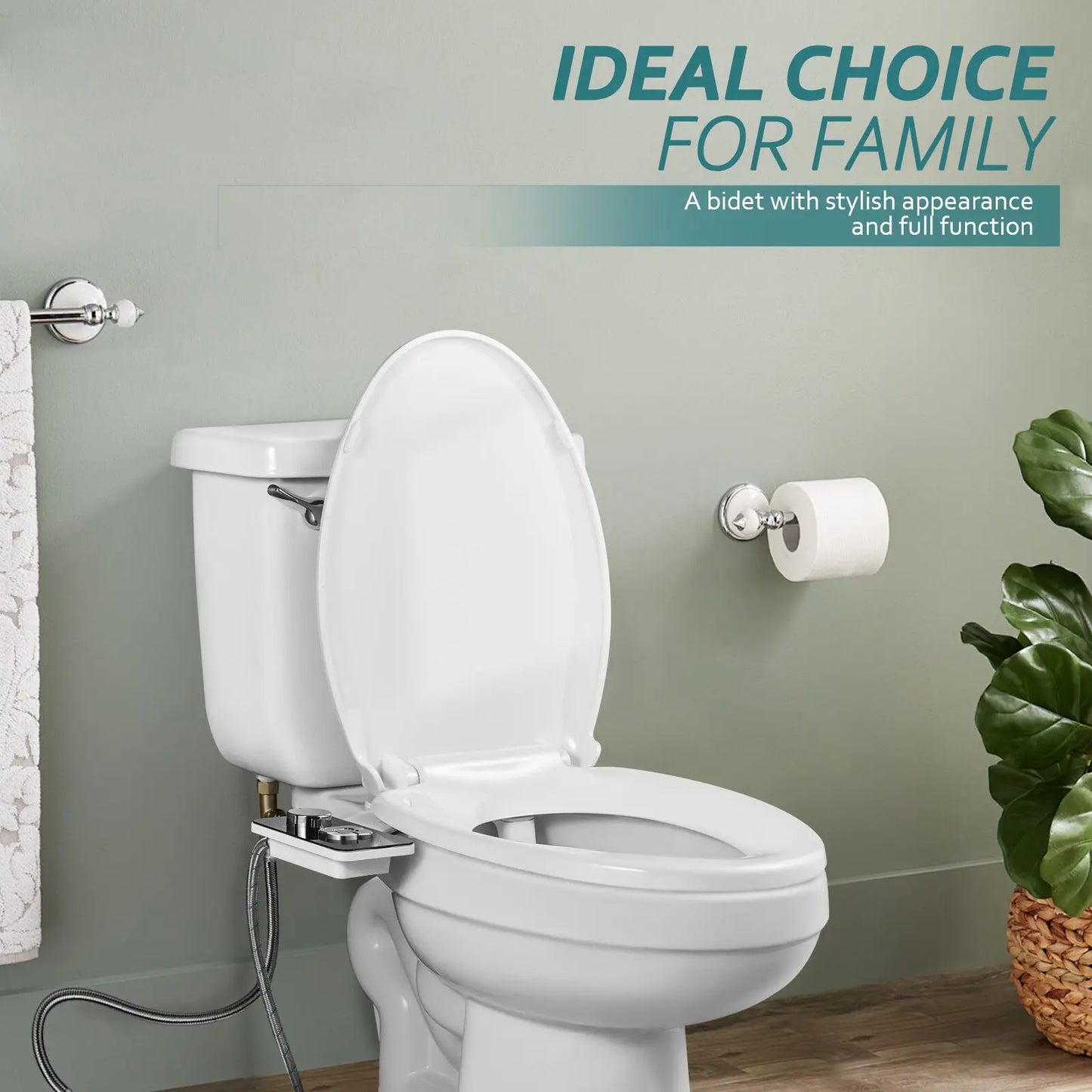 Ultra Thin Bidet Toilet Seat Attachment Dual Nozzles