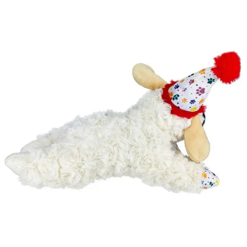 Birthday Lamb Chop Dog Toy Plush Squeaky Puppy Small Medium Size Cuddle Play Party Celebration Fun Soft Pet Chew