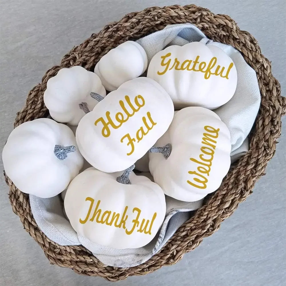 12Pcs White Artificial Pumpkins Assorted Bulk Table Decor Lifelike for All Hallows Day Fall Harvest Party Thanksgiving