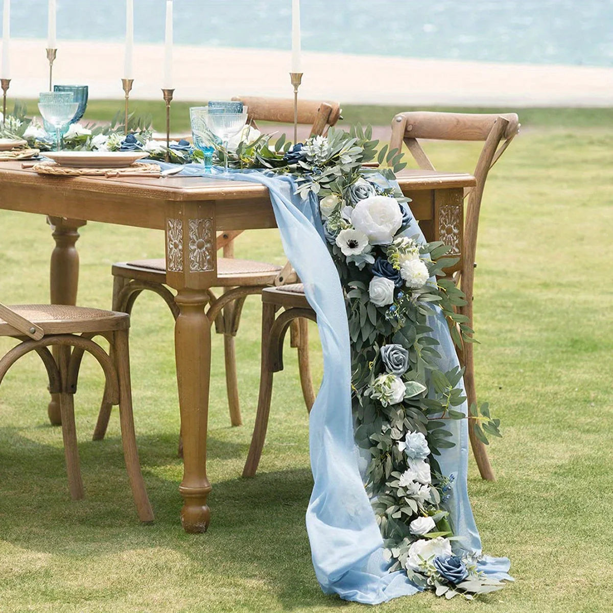 1Pc Eucalyptus Willow Leaf Flower Garland - 5.9ft Eucalyptus & Rose, Sweetheart Table Decor for Wedding Reception,