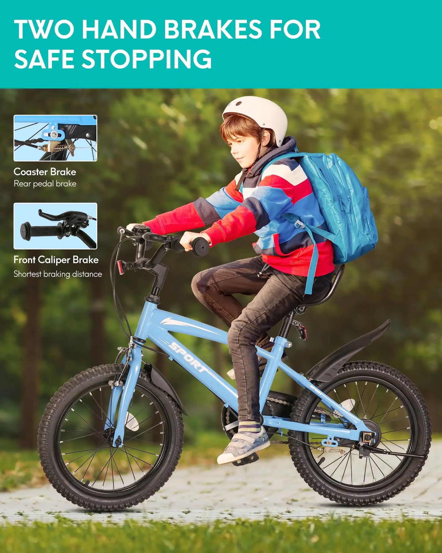 Fork Kids Bike With Training Wheels Dual Handbrakes