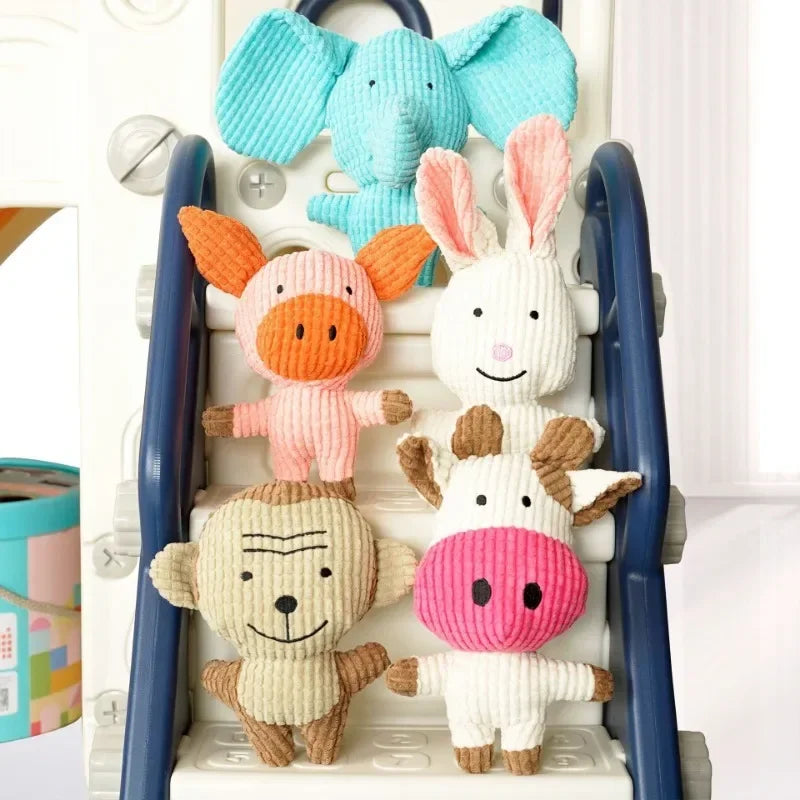 Cute Plush Toys Squeak Pet Cow Rabbit Animal Plush Toy Dog Chew Squeaky Whistling Involved Squirrel Dog Toys