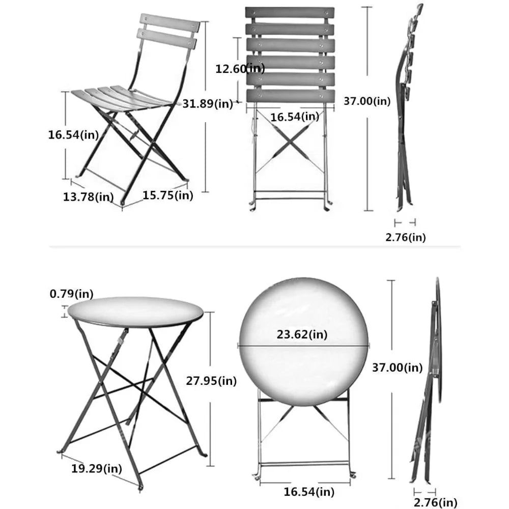 3-Piece Folding Bistro Set, 2 Chairs and 1 Table, Weather-Resistant Outdoor/Indoor Conversation Set for Patio, Yard, Garden-Yel
