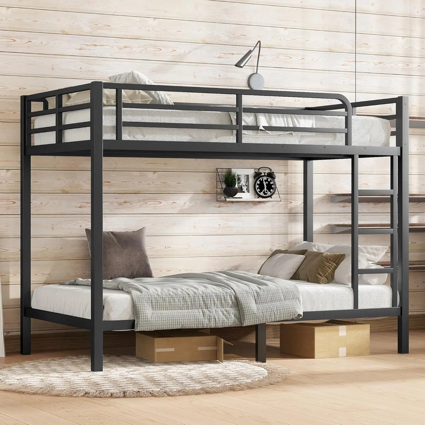 Harper And Bright Metal Bunk Bed With Trundle And Guardrail