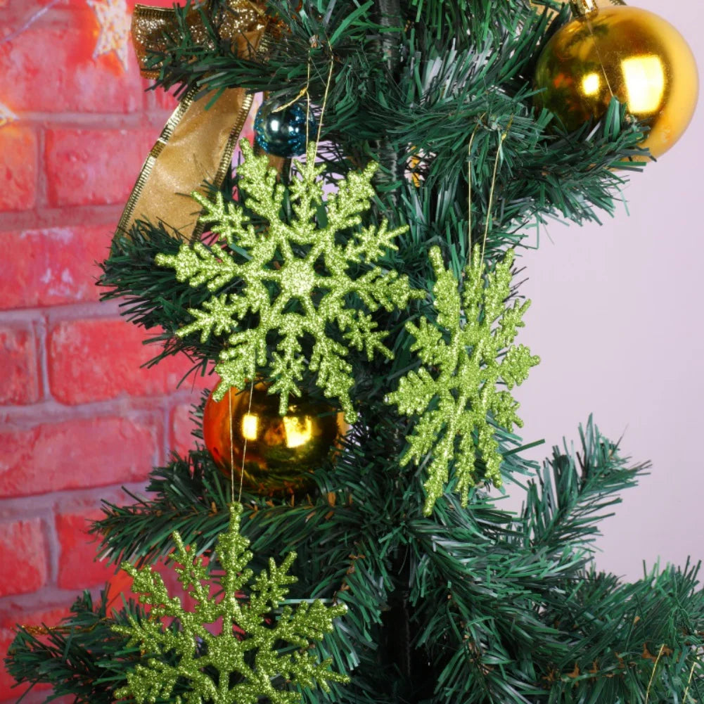 12pcs Christmas Fake Snowflakes With Small hole Xmas Tree Hanging Ornament Simulation Snowflakes Winter Christmas Ornaments