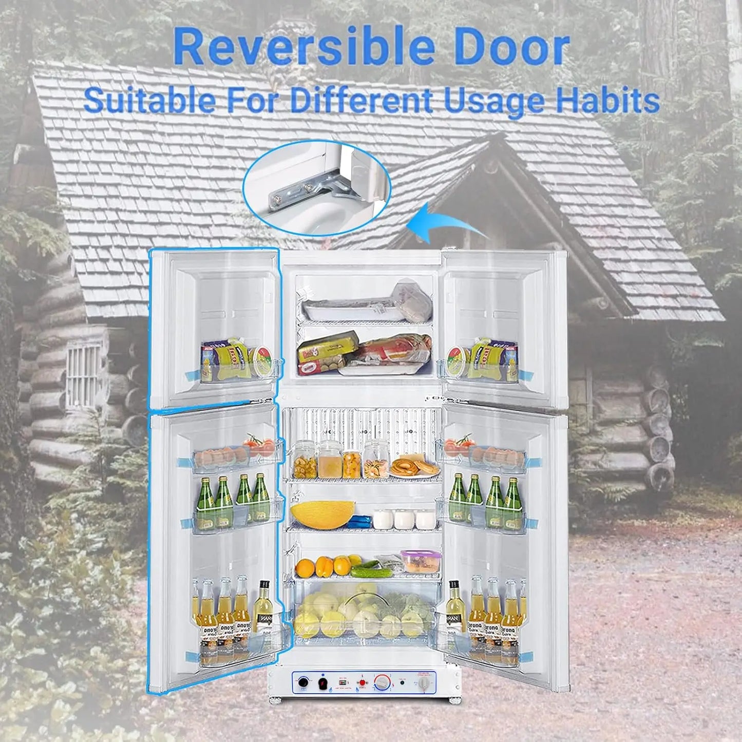 Smad RV Propane Refrigerator 2 Way Gas Fridge With Freezer