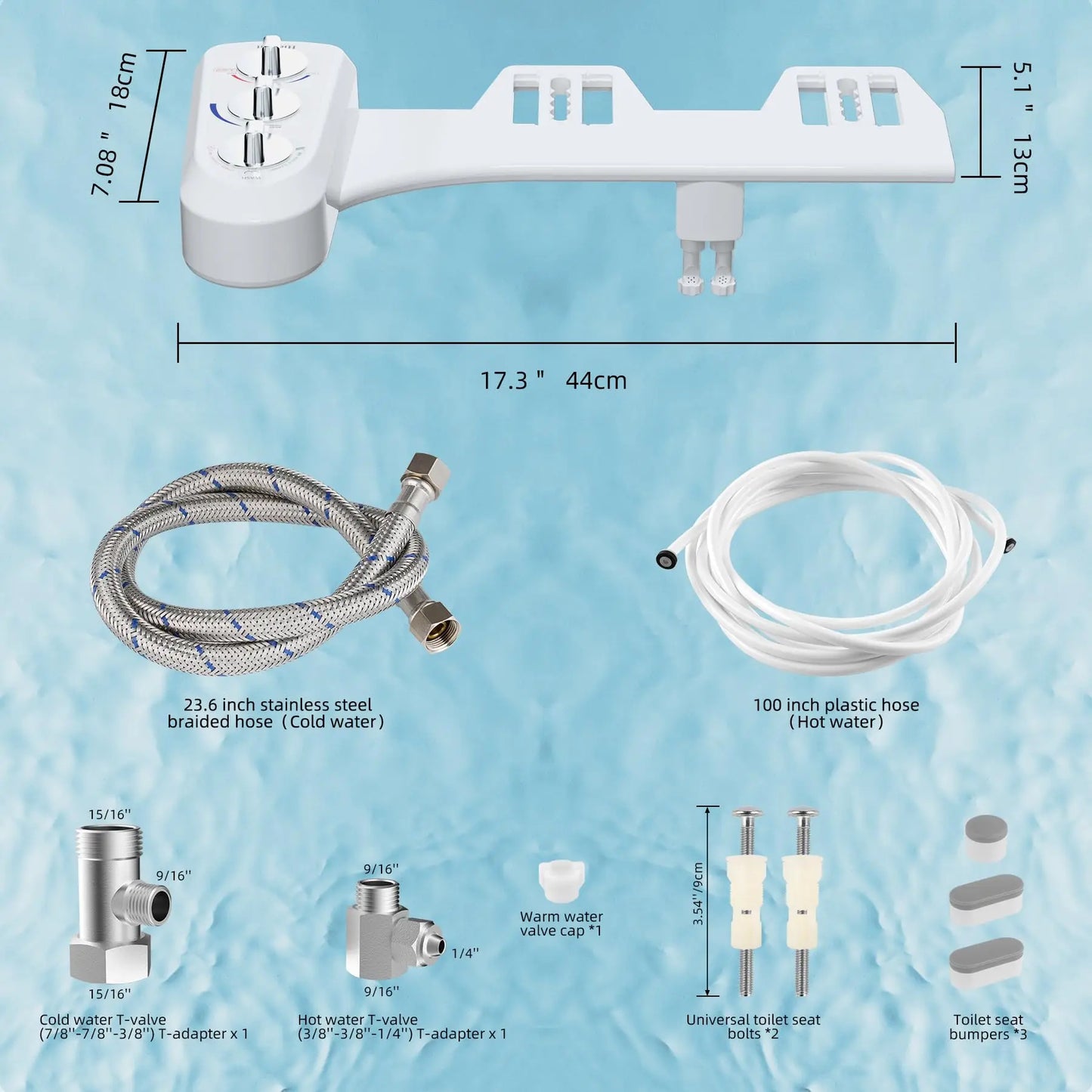 Toilet Seat Bidet Self Cleaning Dual Nozzle Non Electric