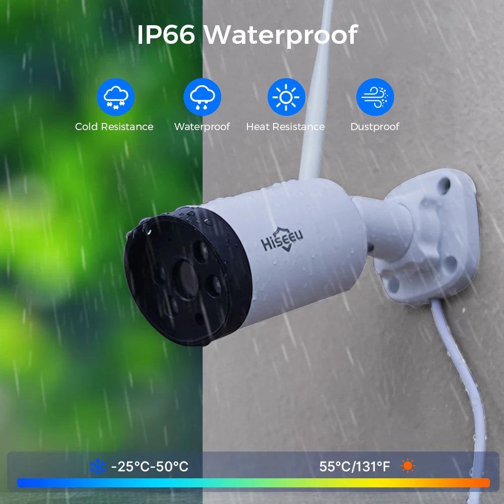 Hiseeu H.265+ 16CH NVR 3MP WiFi CCTV System Kit Human Detection IR Night Vision P2P Outdoor Wireless IP Cameras Surveillance Kit