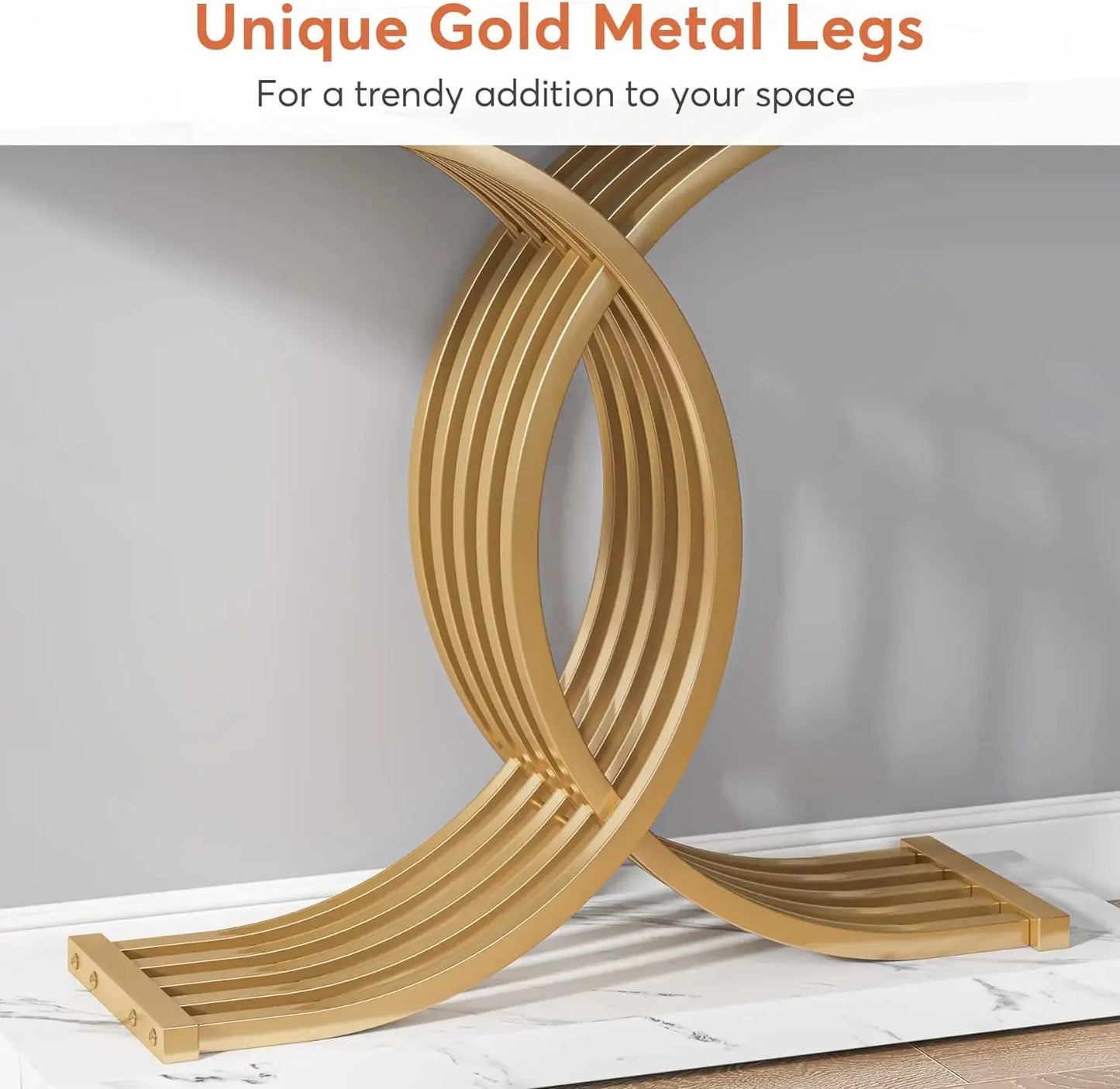 Tribesigns Modern Gold Console Table with Geometric Metal Legs