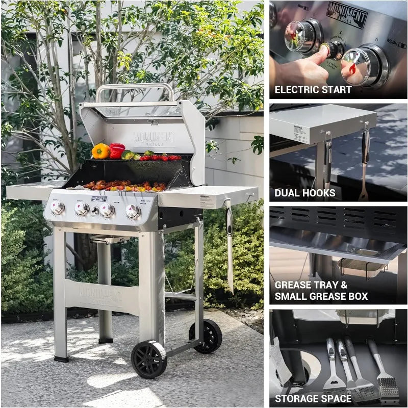 Monument Grills Four Burner Liquid Propane Grill Silver