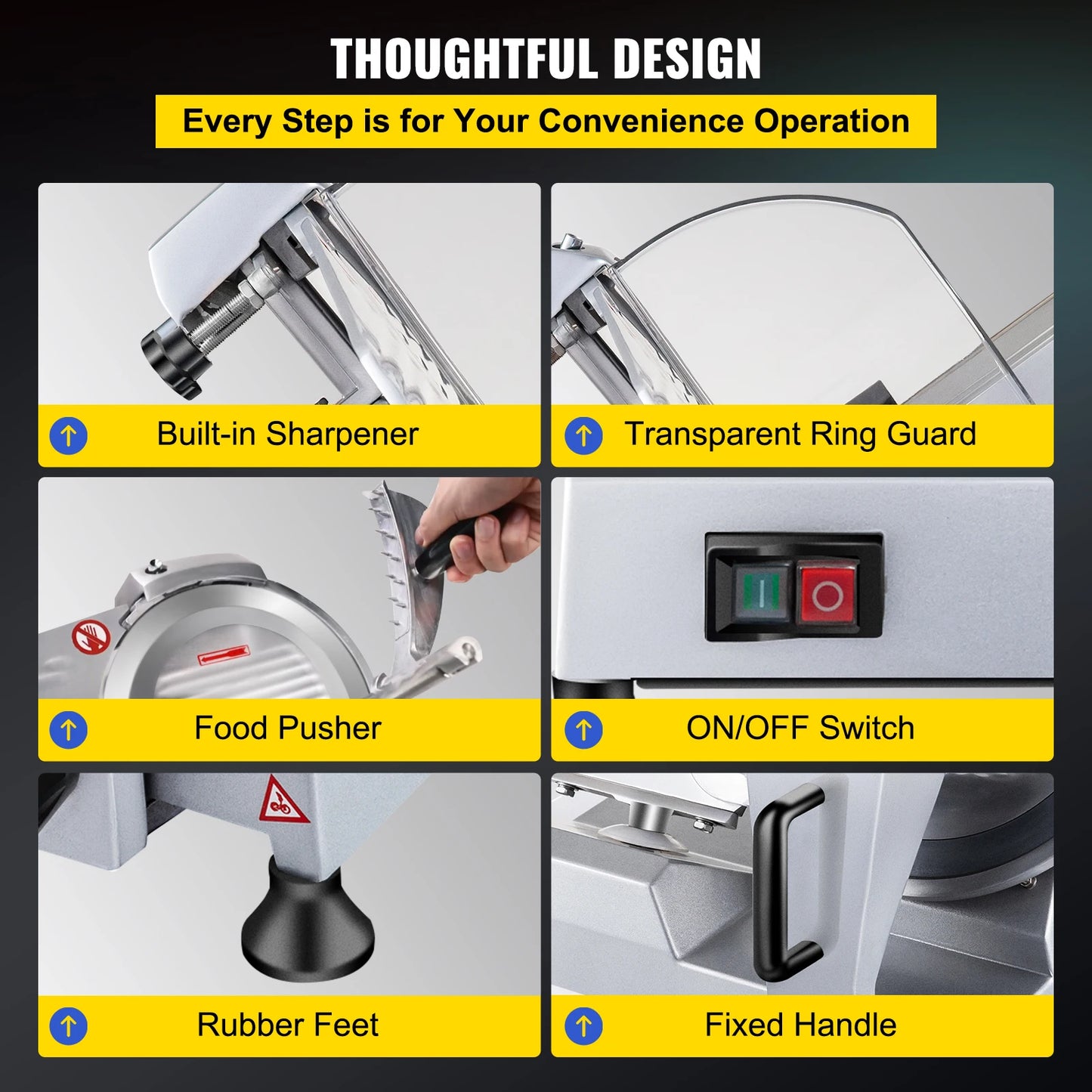 VEVOR 240W Commercial Meat Slicer Electric Deli Food Slicer "10" Carbon Steel Blade Electric Food Slicer Kitchen Appliances