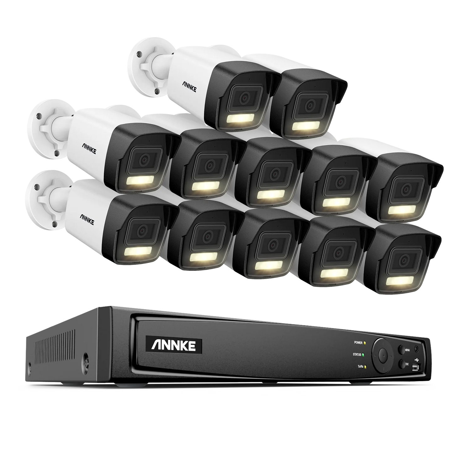 Annke 16CH NVR 12MP HD IP Security Camera Poe 6K Dual Light Audio Fixed Video Surveillance Human Vehicle Detection CCTV System