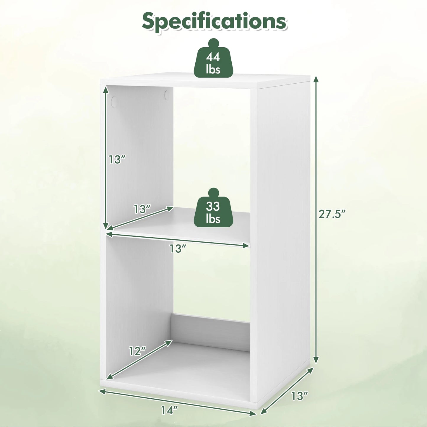 2-Cube Bookcase Open Back Bookshelf w/ Anti-tip Kit Modern Style Organizer