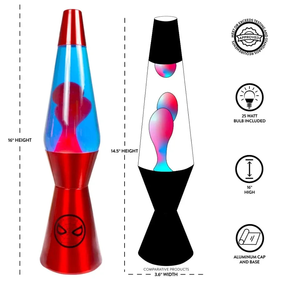 16" Red Lava Motion Volcano Lamp, Red Wax in Blue Liquid,compact and portable