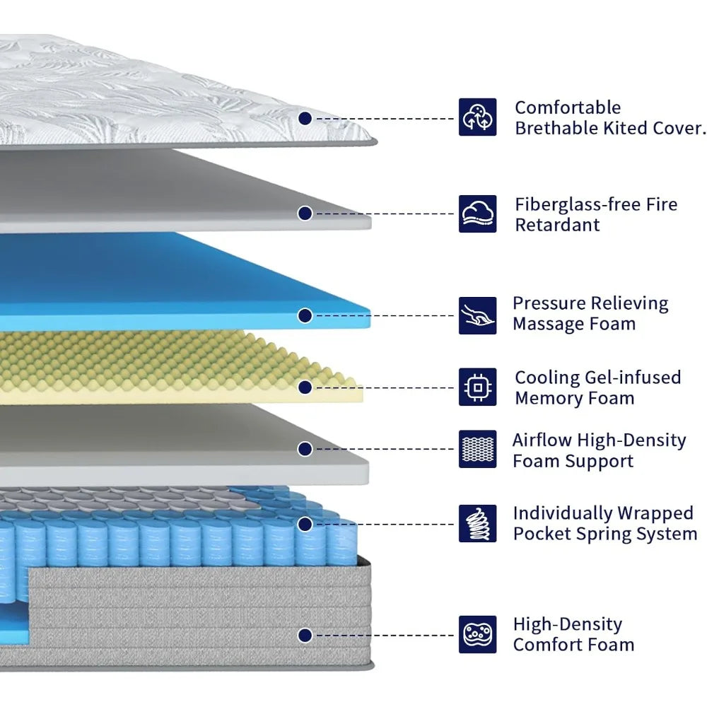 ANGDUO Hybrid Mattress In A Box Memory Foam And Springs