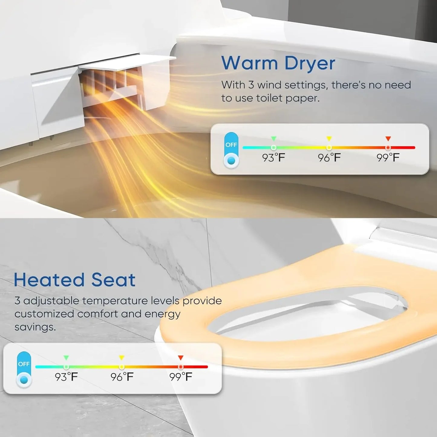 Smart Toilet With Built In Bidet Seat And Heated Seat