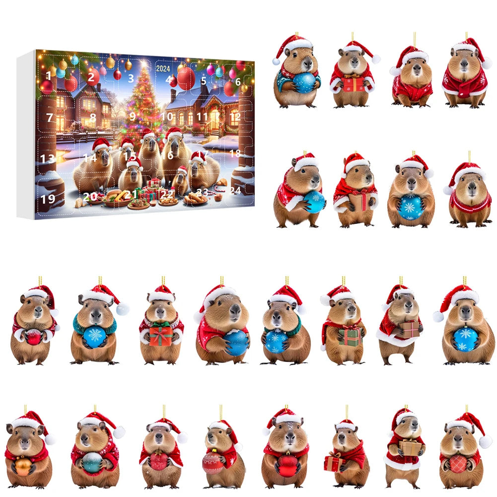 Capybara Advent Calendar 2024 Xmas Countdown Calendar Cute Capybara Christmas Ornaments Christmas Tree Ornaments Christmas Gifts