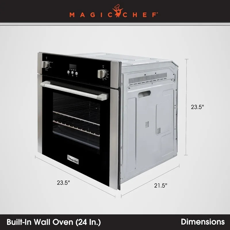 Magic Chef 24-Inch Built-In Electric Single Wall Oven, Stainless Steel, 2.2 Cu. Ft. - Kitchen Appliance with Programmable