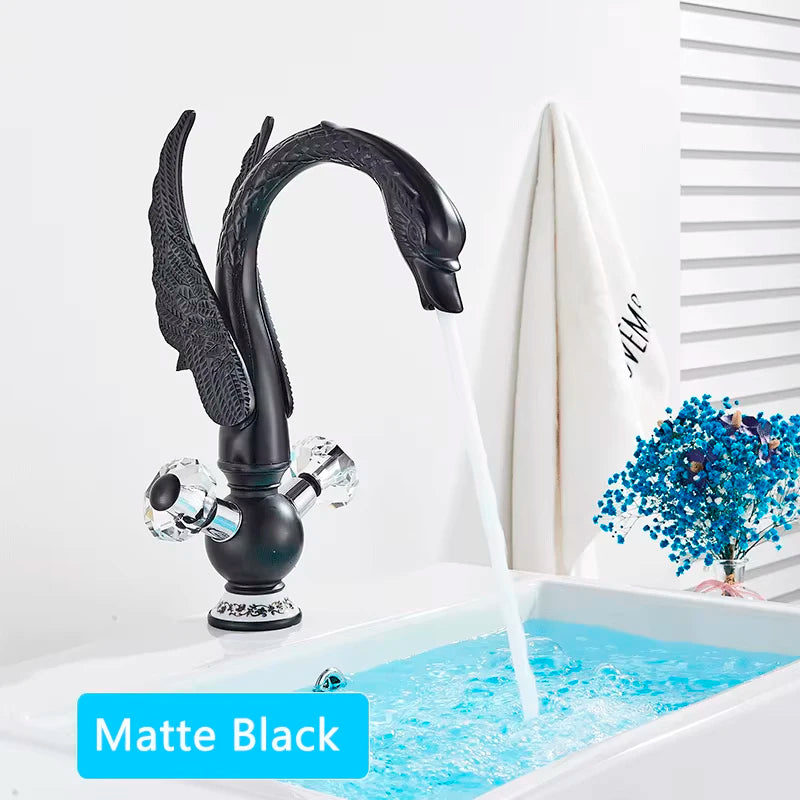 Suguword Golden Swan Basin Faucet Bird Shape Luxury Mixer