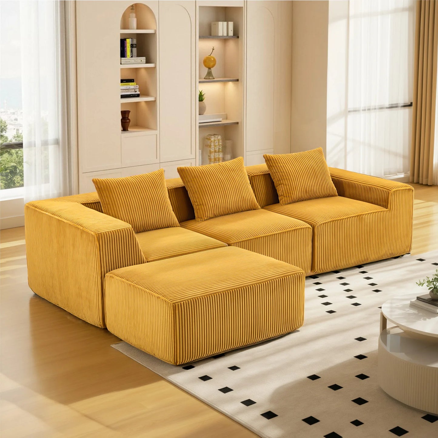 Sectional boneless Couch with L-Shape Chaise,Modern Modular sleeper Sofa with Deep Seat, Upholstered Couches for Room
