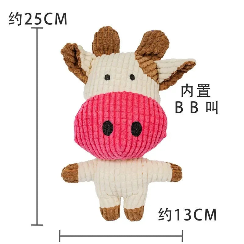 Cute Plush Toys Squeak Pet Cow Rabbit Animal Plush Toy Dog Chew Squeaky Whistling Involved Squirrel Dog Toys