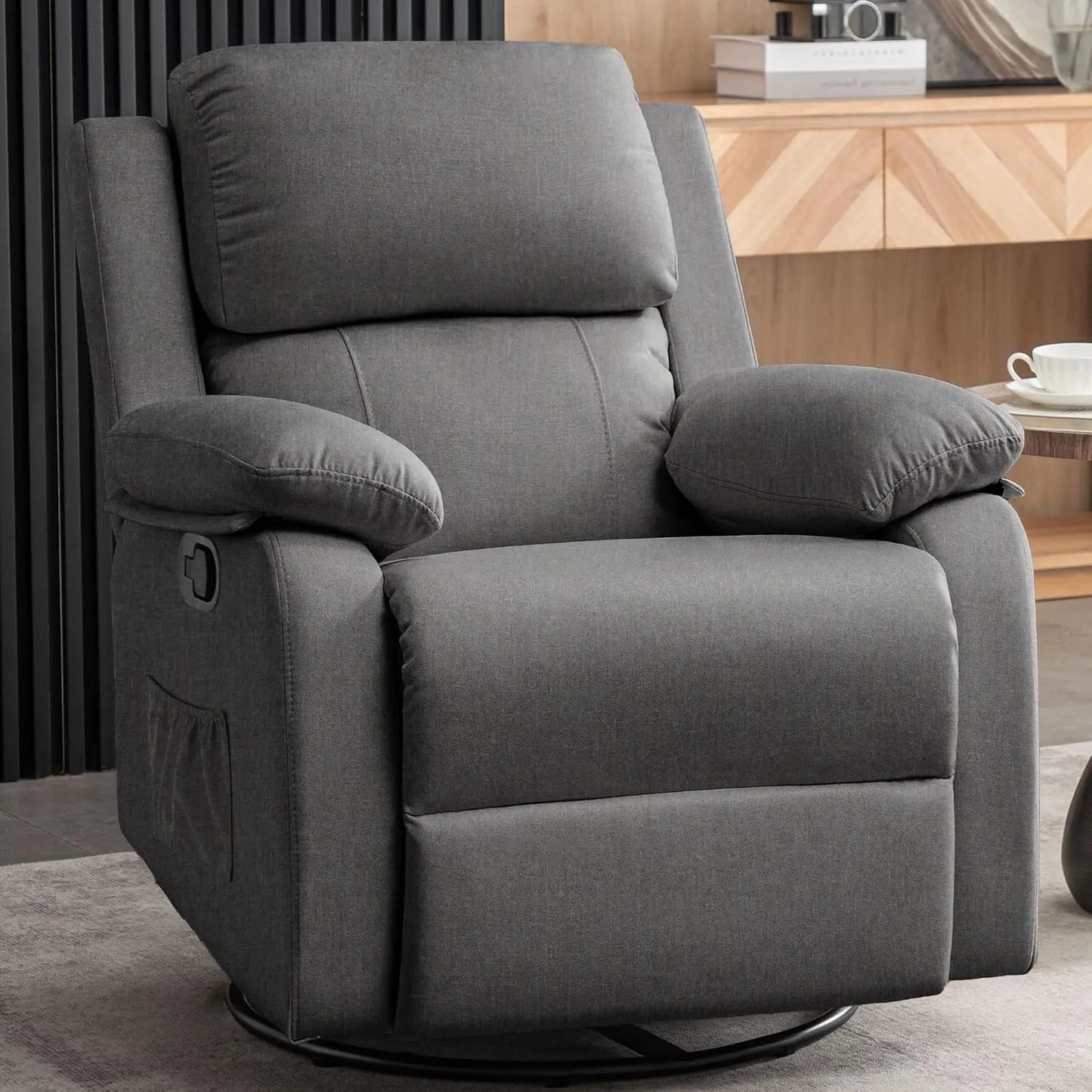 360 Swivel Rocker Chair for Adults, Small Rocking Recliner Chair , Upholstered Fabric Glider Recliner Nursery Chair