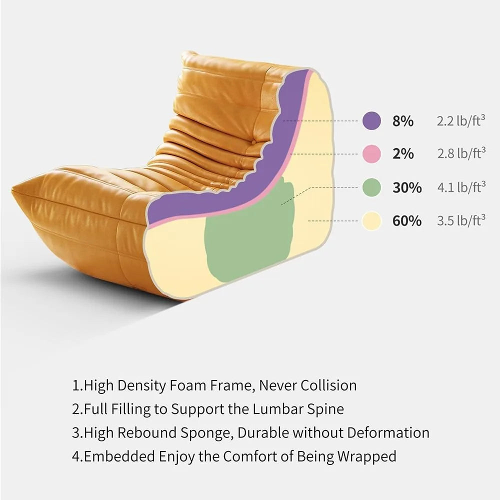 High-end Non-Compression Fireside Togo Chair, Bean Bag Chair for Adults, Comfy Soft Lazy Sofa Floor Lounge Chair for Bedroom, Li