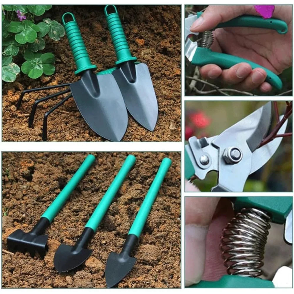 Garden Tools Set, 10 Pieces Gardening Tools with, Trowel Rake Weeder Pruner Shears Sprayer, Garden Hand Tools with Carrying Case