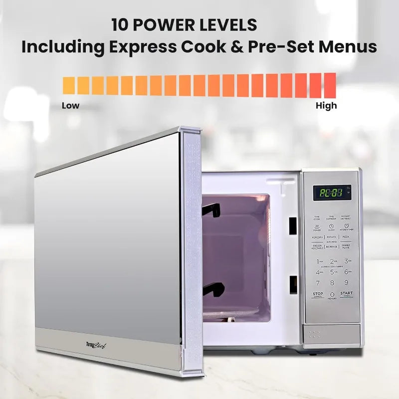 Total Chef 0.7Cu Ft Microwave Oven Stainless Steel Compact Style Microondas,Smart Countertop Kitchen Appliance Digital Touch Use