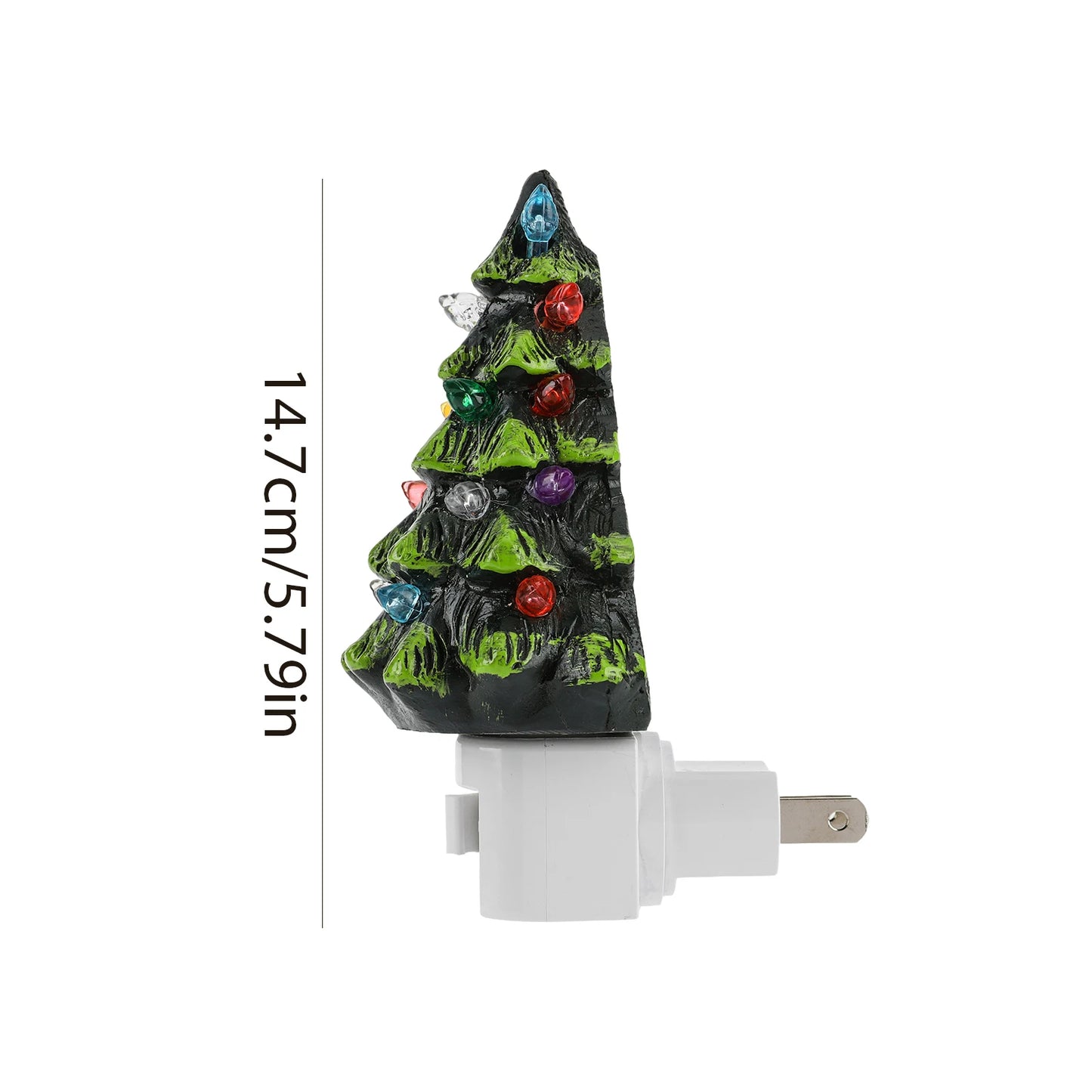 Resin Christmas Tree Night Light 360 Degree Swivel Plug Wall Plug in Night Light Hand Painted Resin Vintage Bedside Lamp Home