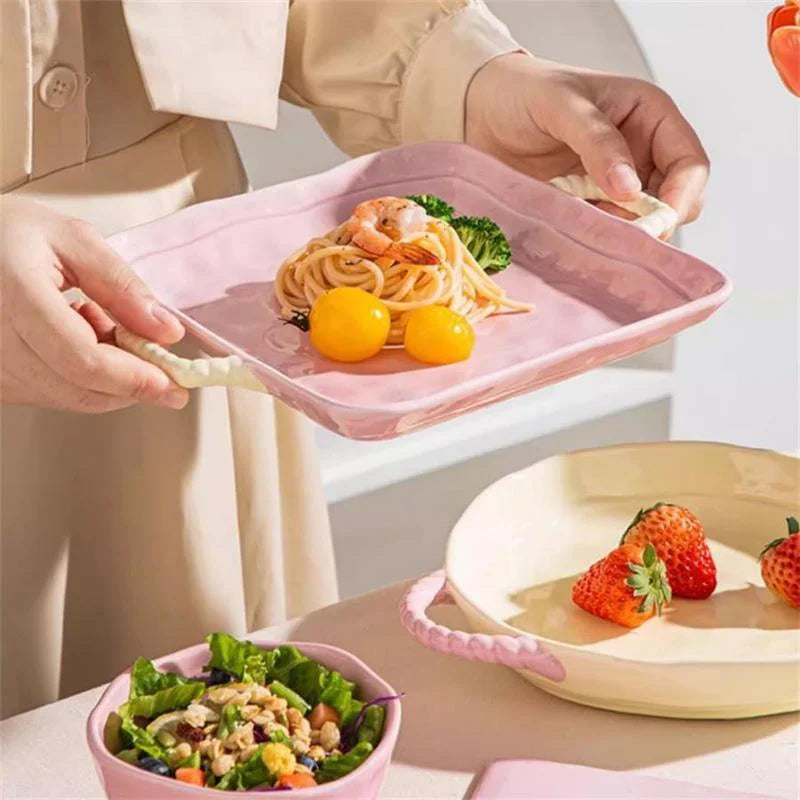 Ceramic Salad Plates 12 Inch Rectangular Dessert Porcelain