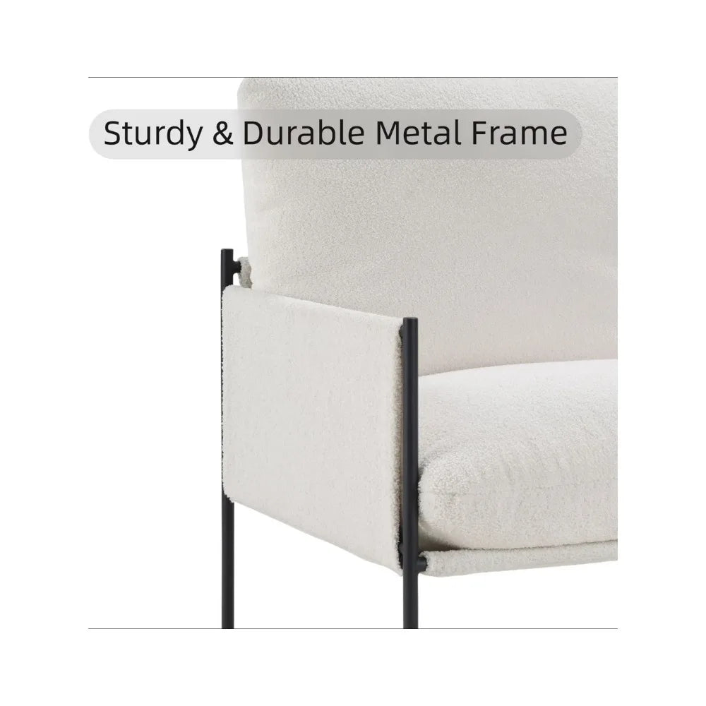 Accent Chair for Living Room,Arm Chair for Bedroom,with Wide Large Plus Size Cushion,Metal Frame,Reading Bedroom Chair