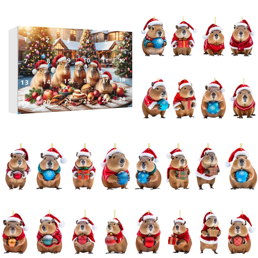 Capybara Advent Calendar 2024 Xmas Countdown Calendar Cute Capybara Christmas Ornaments Christmas Tree Ornaments Christmas Gifts