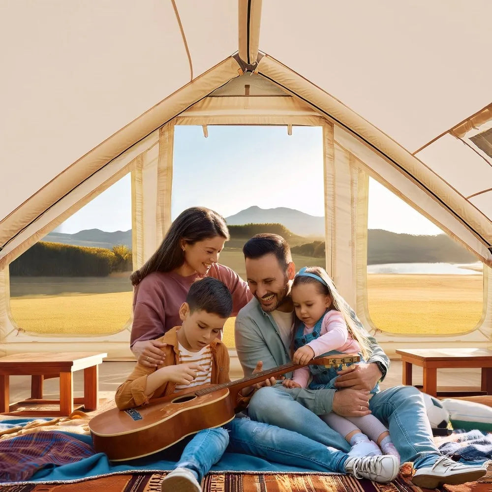 Inflatable Camping Tent With Hand Pump Easy Setup Oxford