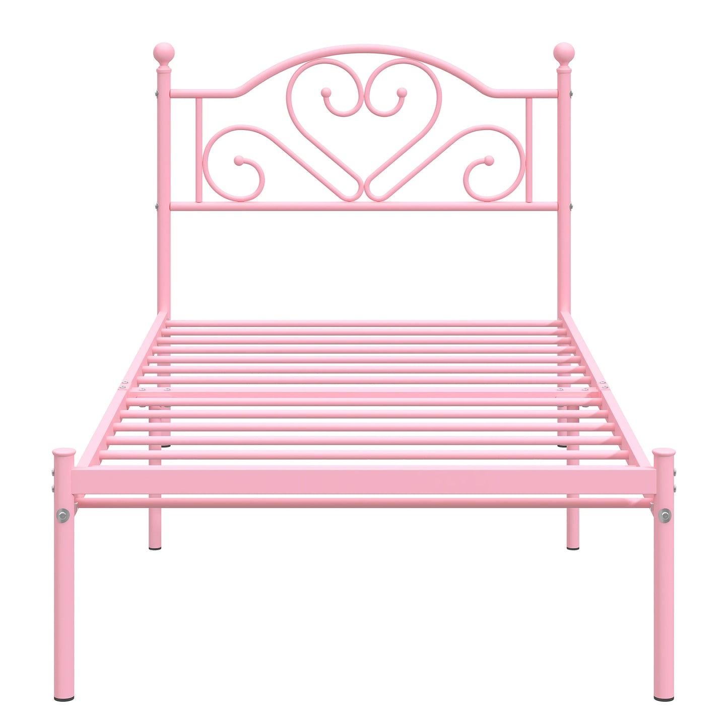 Twin Bed Frame with Headboard, Heavy Duty Metal Platform Bed with Under Bed Storage
