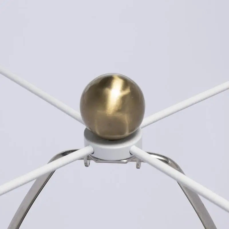 Three-Tier Round Table Lamp with Drum Shade - Assembly Required, White & Gold Finish