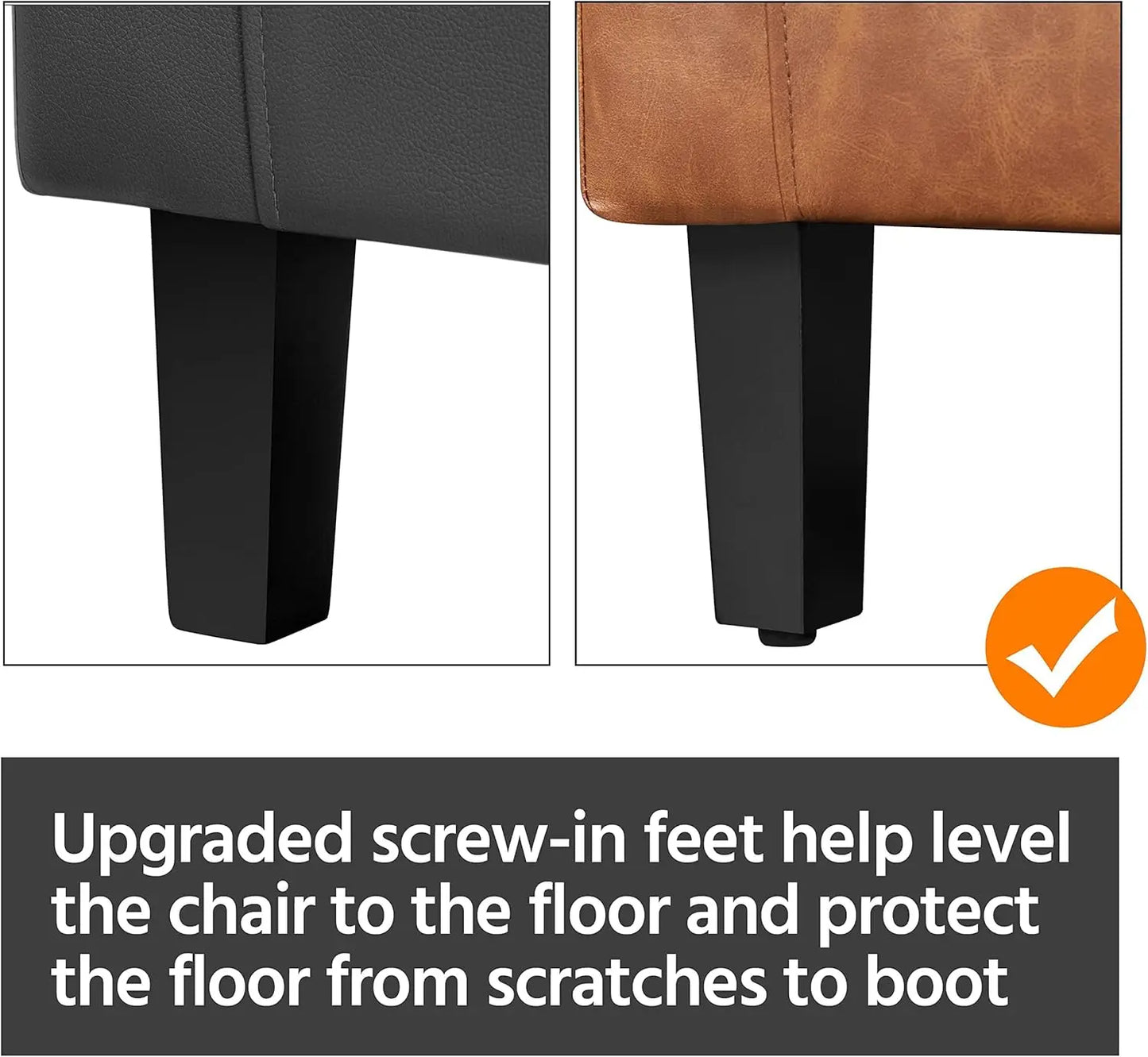 Accent Chairs Set of 2, Faux Leather Barrel Chairs Comfy Club Chairs, Modern Leather Armchairs with Soft Seat for Living Room