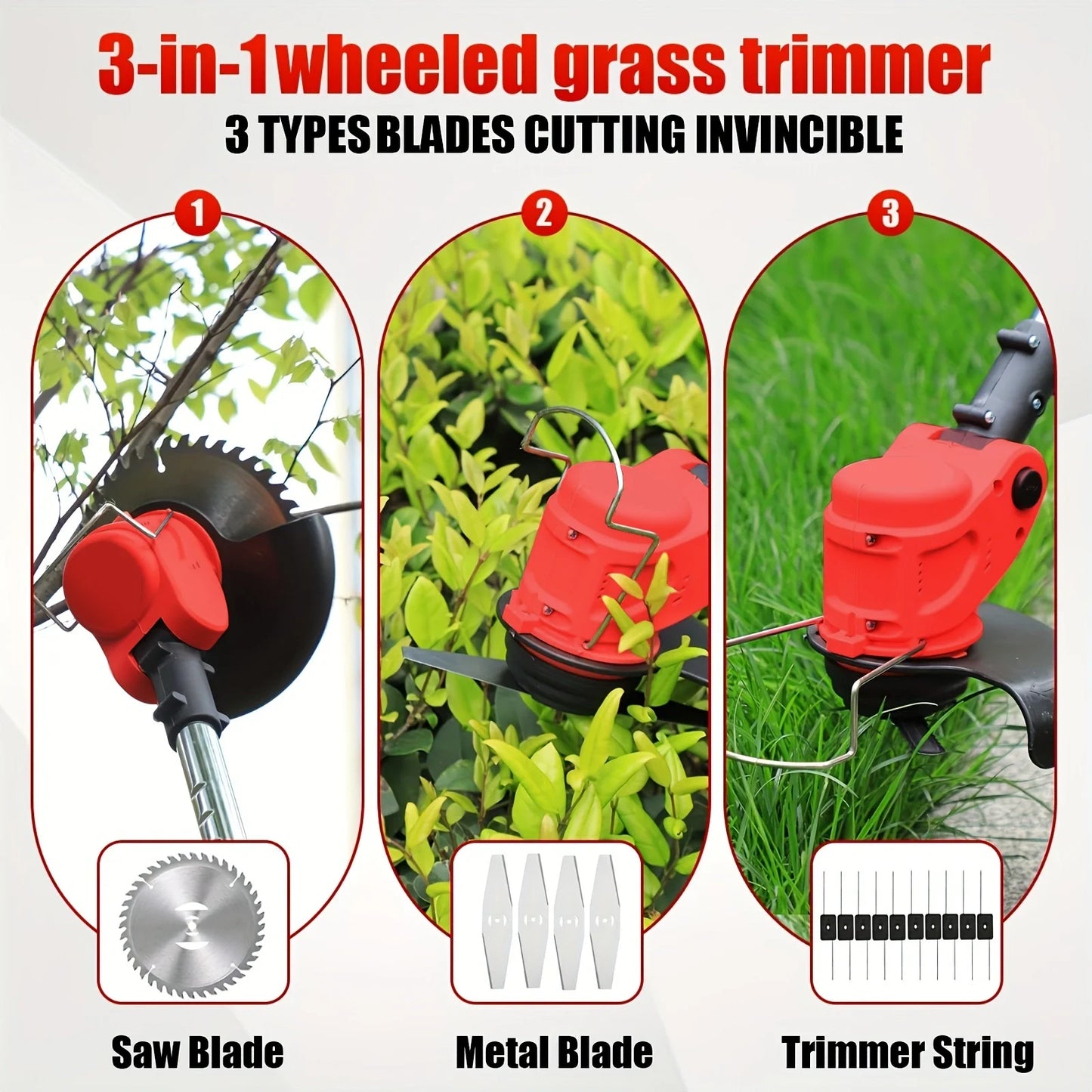 Compact Cordless Electric Lawn Mower Weeder With Batteries